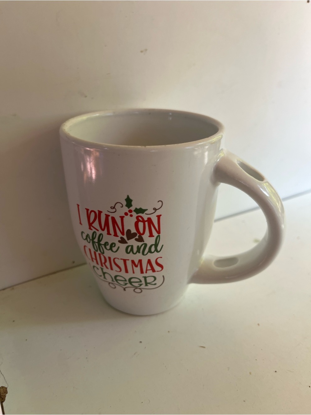 I Run on Coffee and Christmas Cheer White Holiday Mug
